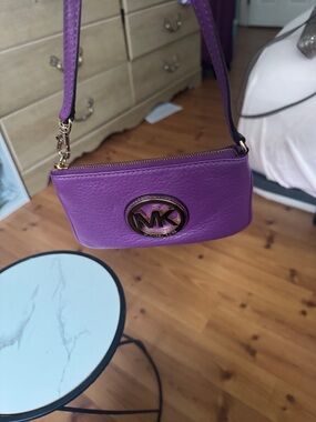Michael Kors Purple Leather MK Logo Crossbody